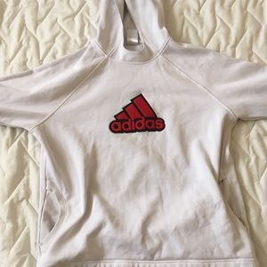 Addis athletic red and white sweatshirt.